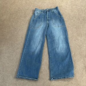Just Black Denim; wide leg jean; size 27; medium wash; good condition